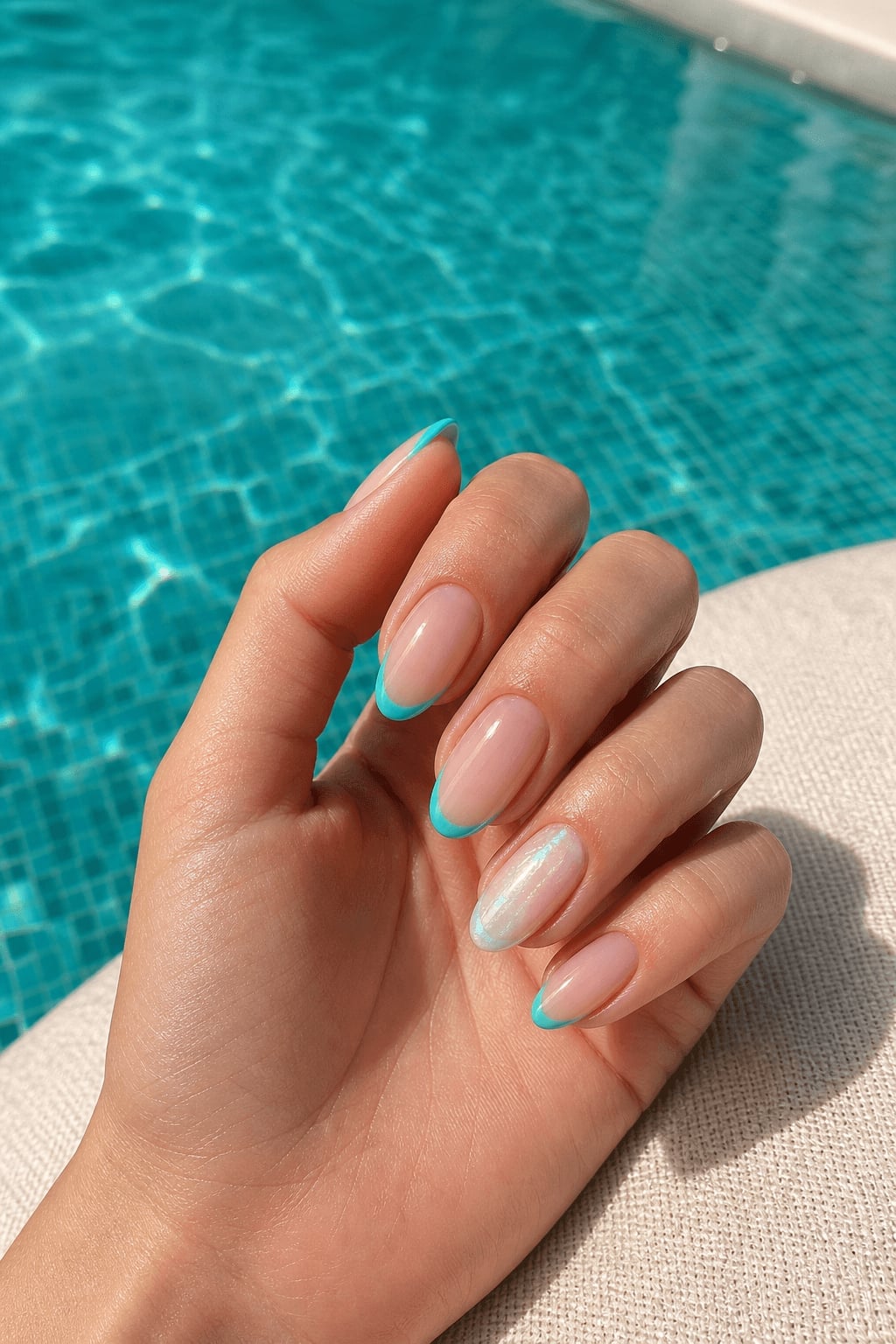 Light Baby Blue Glossy Short Oval Nails Light Baby Blue Glossy Short Oval Nails