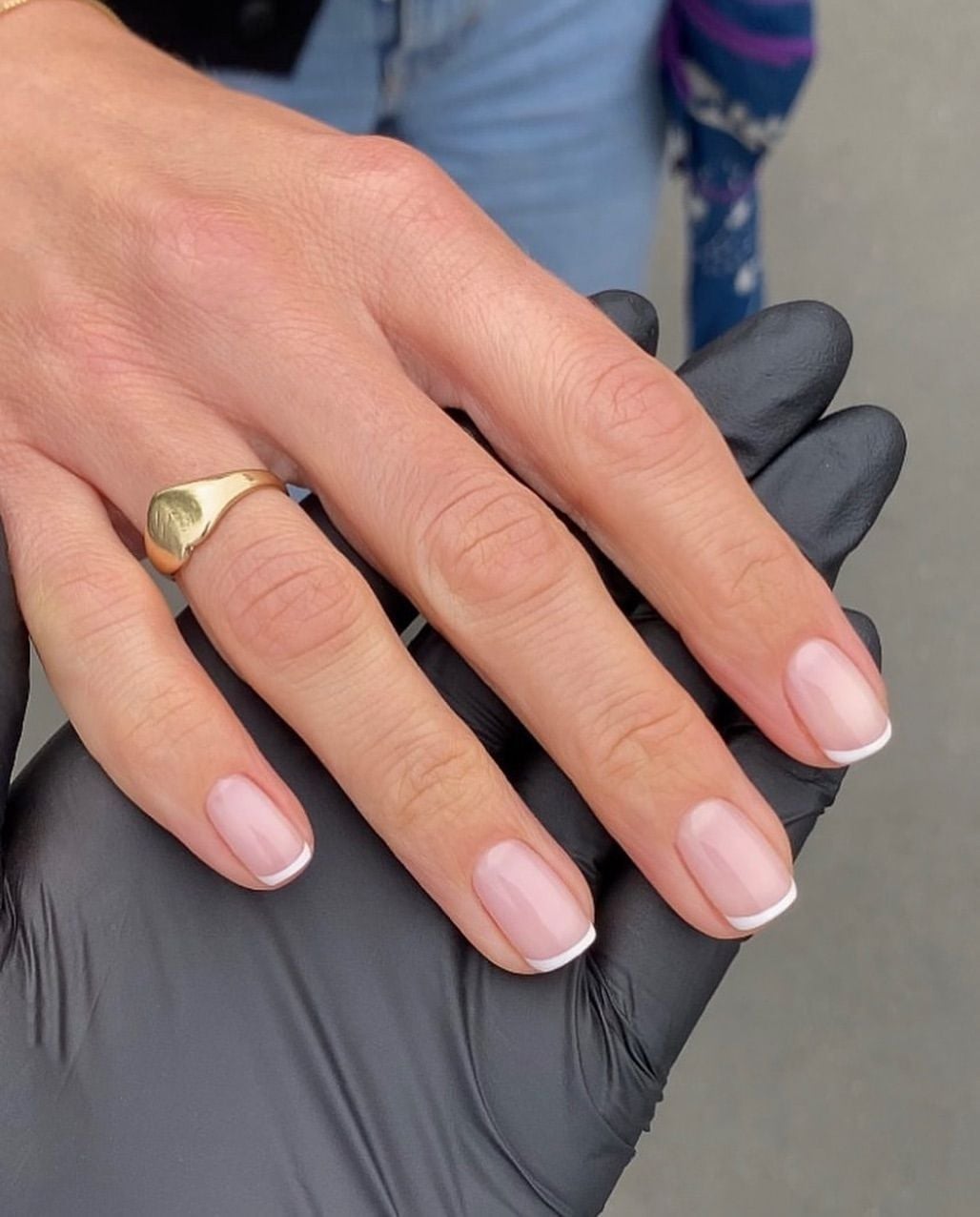 Sheer Pink Classic White French Tip Short Oval Nails, Everyday Version Sheer Pink Classic White French Tip Short Oval Nails, Everyday Version