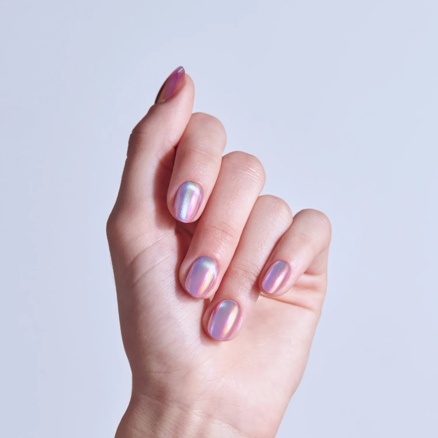 Short Oval Iridescent Chrome Nails Short Oval Iridescent Chrome Nails — Short Press On Nails