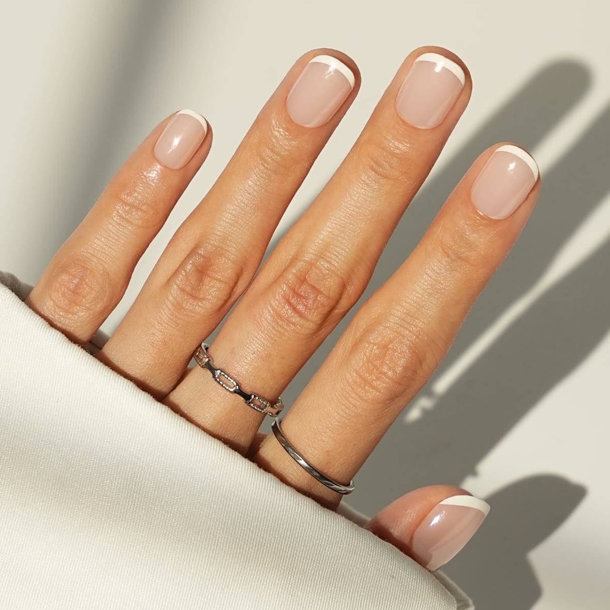 Ultra Short Square Micro French Nails Ultra Short Square Micro French Nails — Short Press On Nails