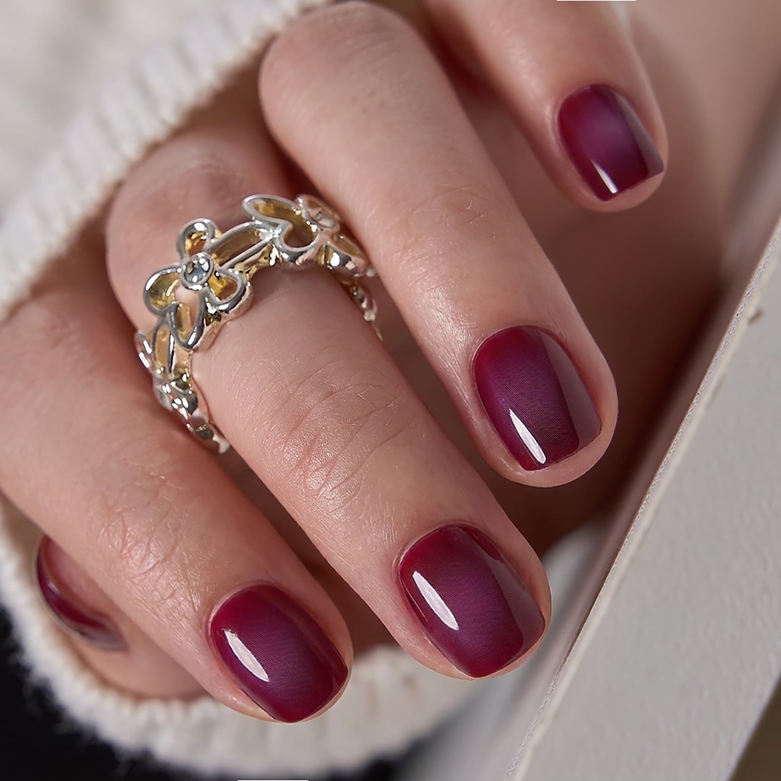Short Square Burgundy Purple Shift Velvet Short Square Burgundy Purple Shift Velvet — Short Press On Nails