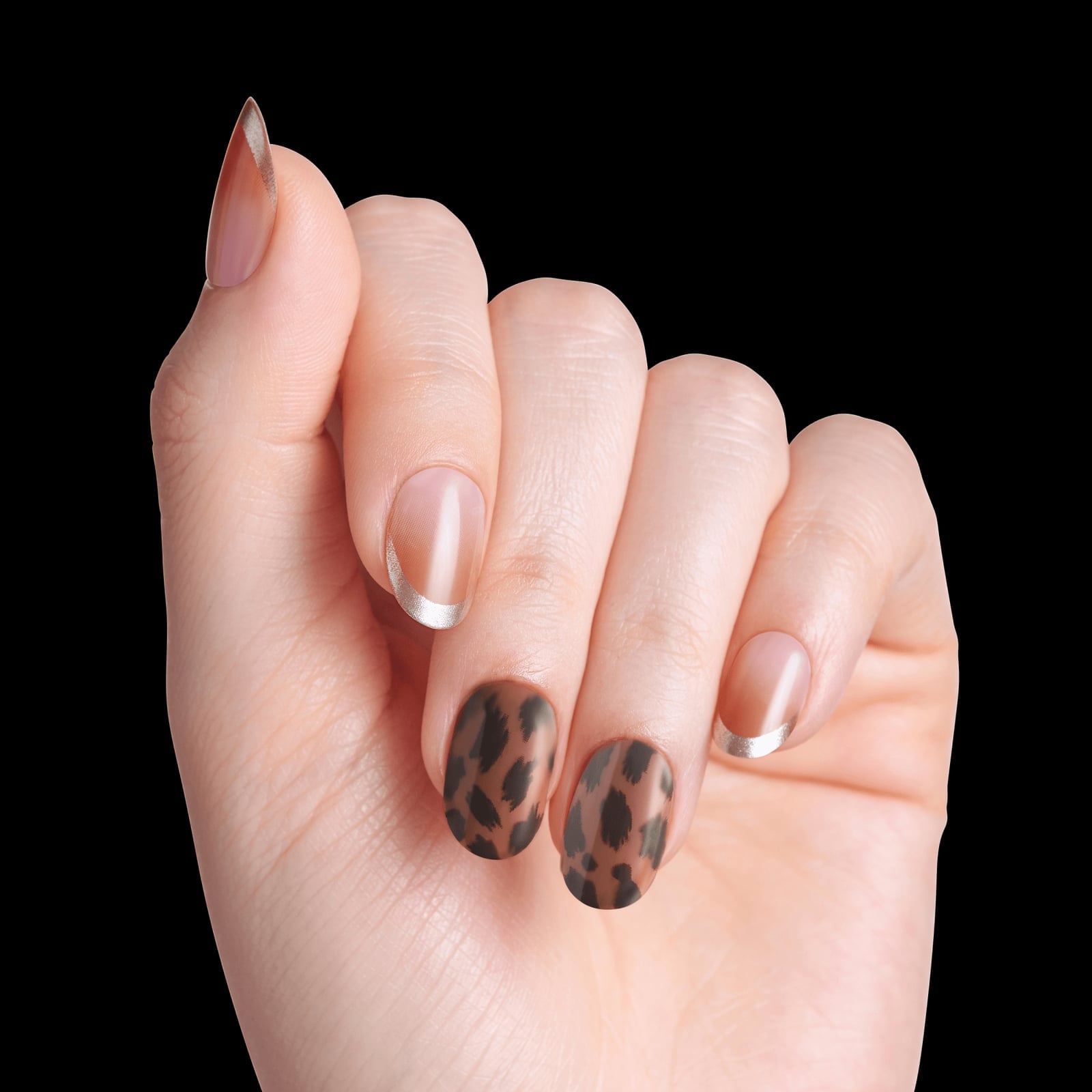 Short Oval Silver French Tip Nails Short Oval Silver French Tip Nails — Short Press On Nails