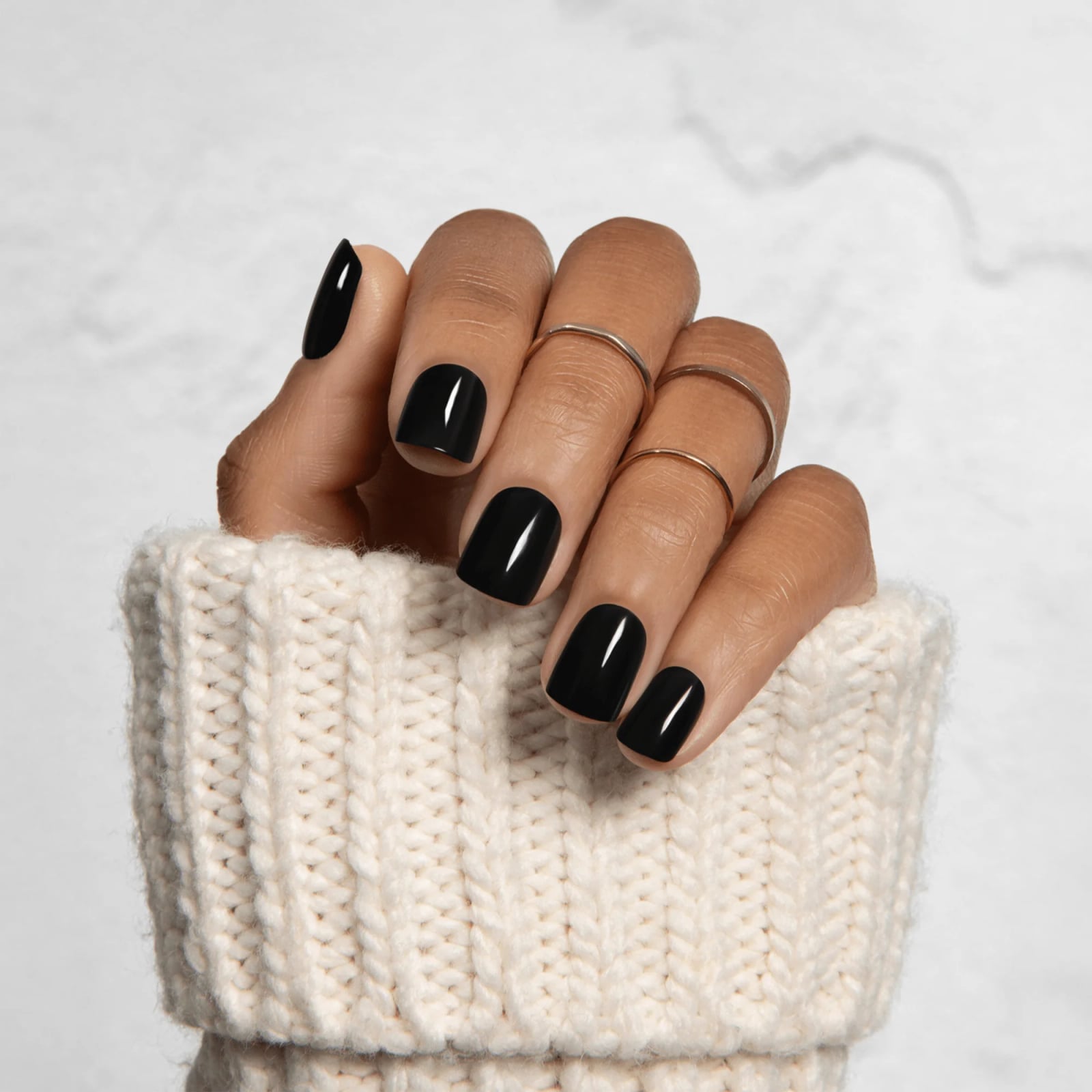 Short Square Glossy Black Nails Short Square Glossy Black Nails — Short Press On Nails