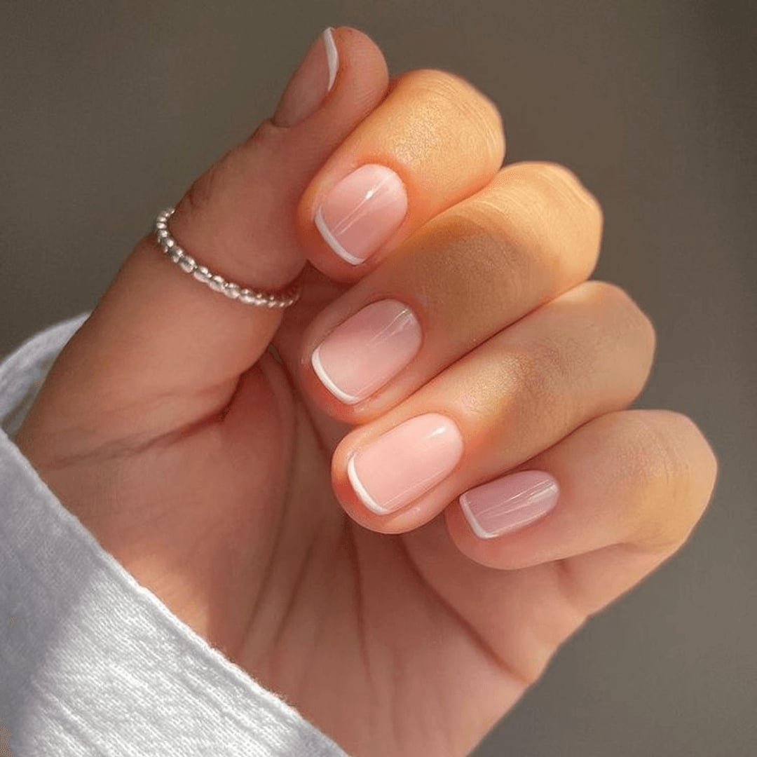 Classic French Tip Short Round Nails