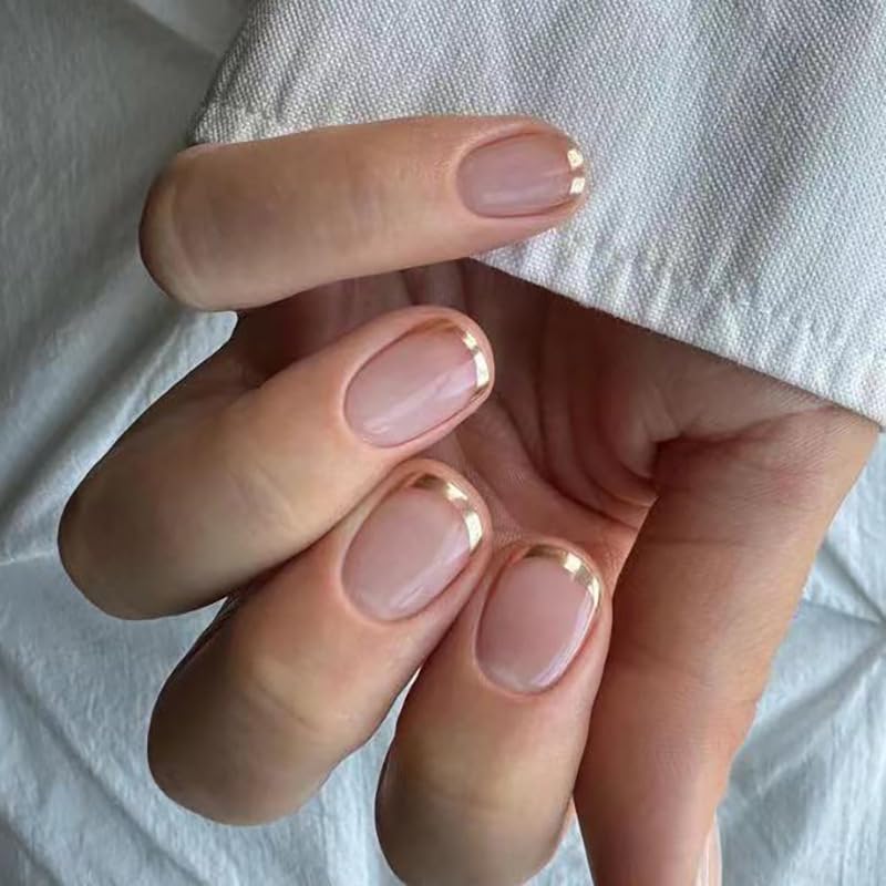 Gold Line French Short Round Nails