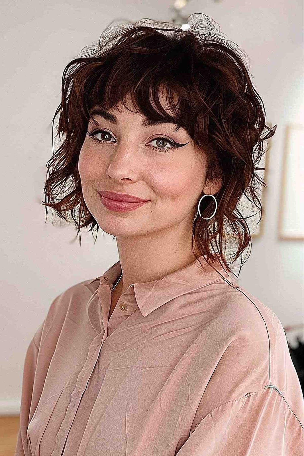 Chin Length Shag With Choppy Layers And Short Bangs — Short Shag