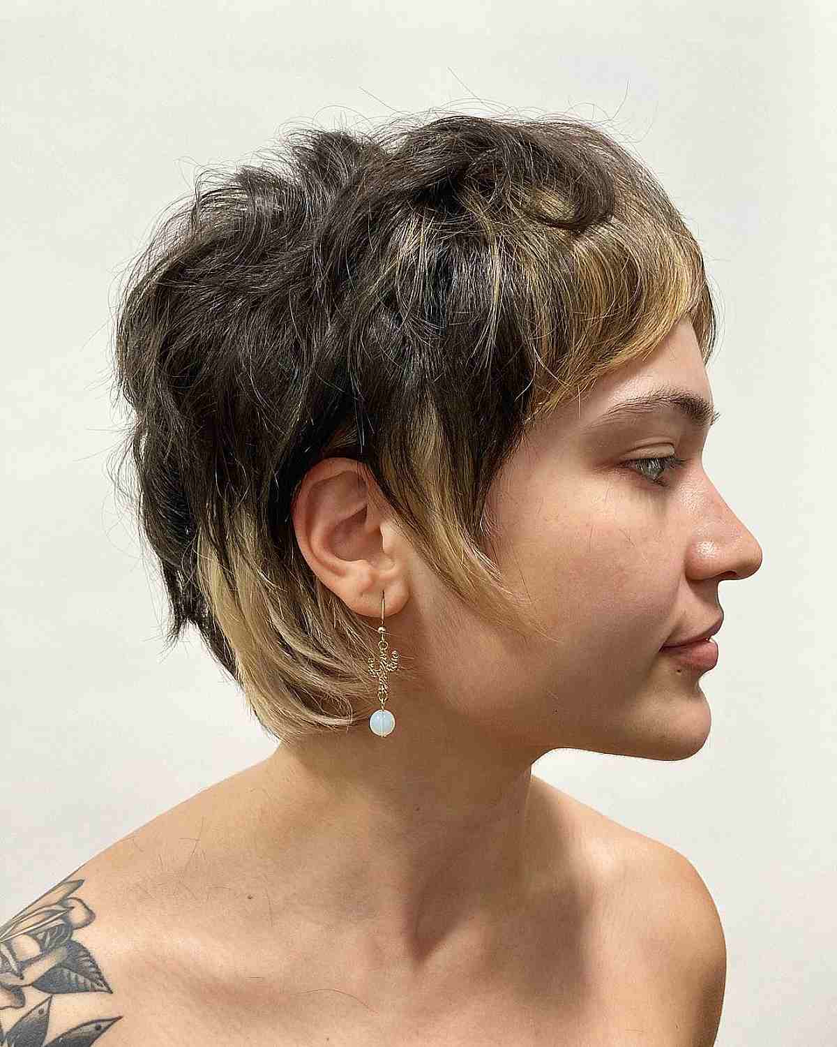 Dark Brown Shag With Short Choppy Bangs — Short Shag