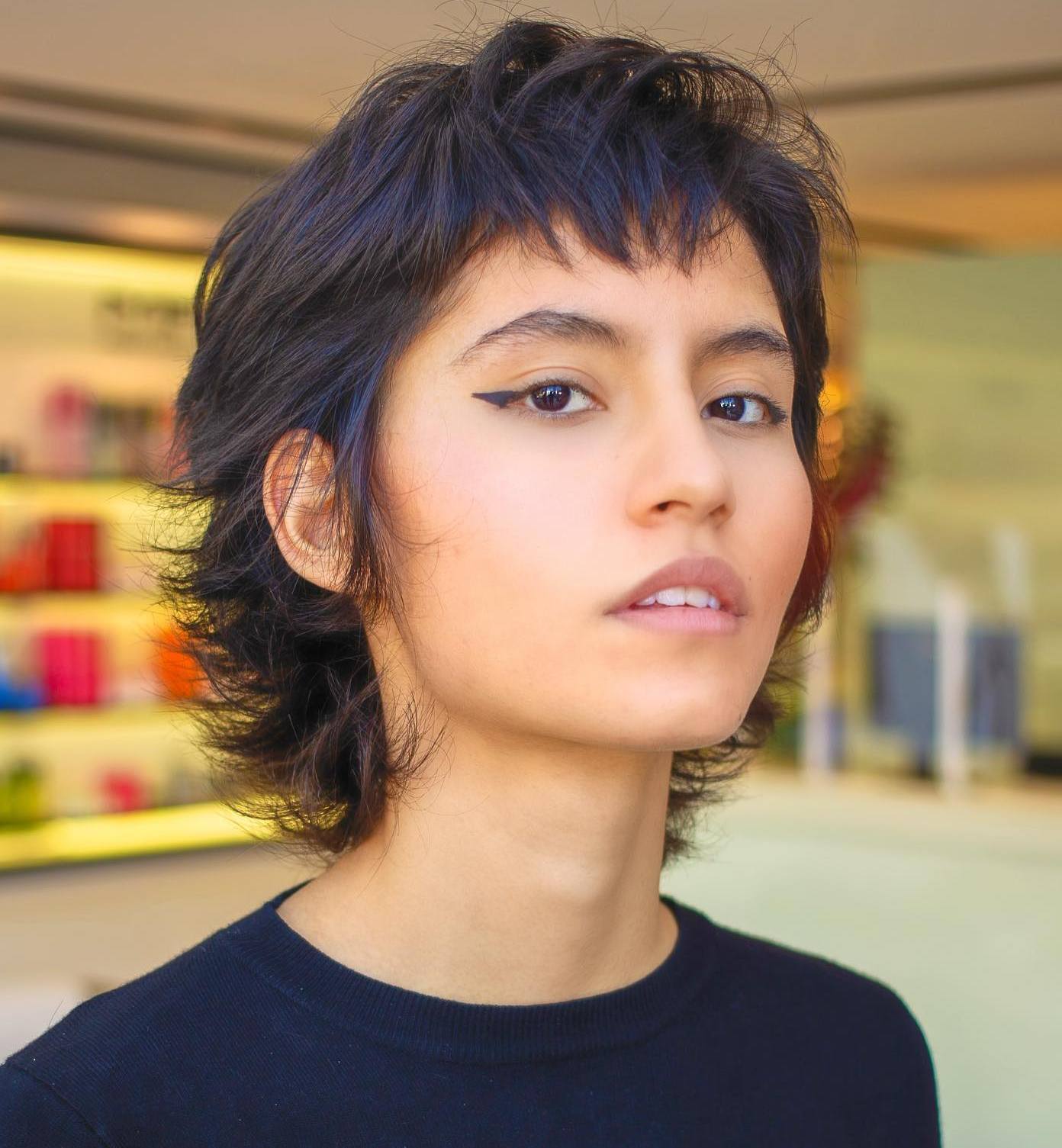 Honey Blonde Wolf Cut With Wispy Bangs Honey Blonde Wolf Cut With Wispy Bangs — Short Wolf Cut