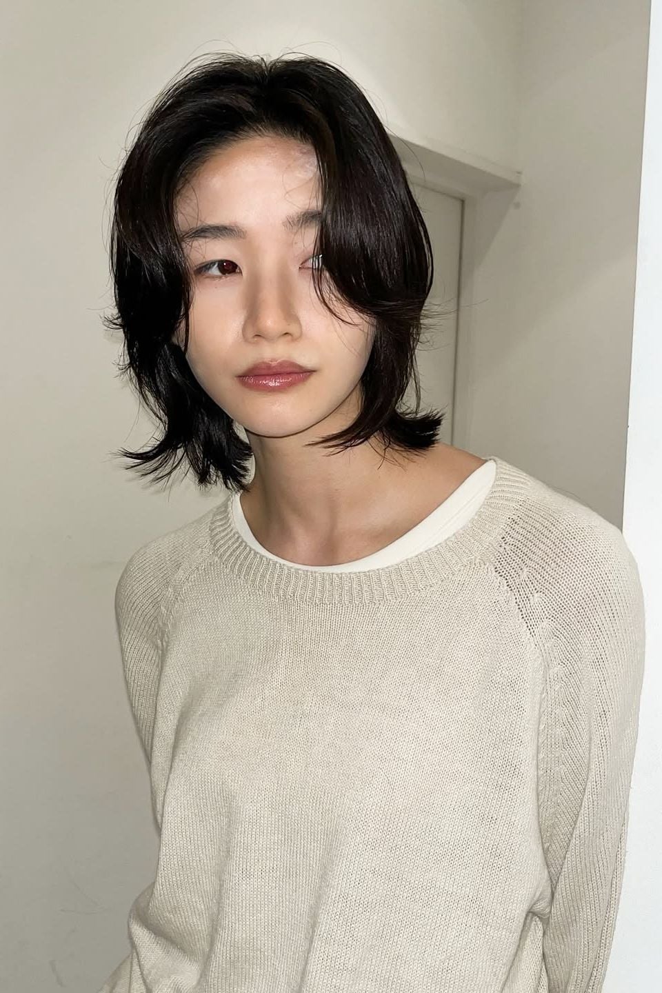Dark Brown Wolf Cut With Choppy Fringe, Collarbone Dark Brown Wolf Cut With Choppy Fringe, Collarbone — Short Wolf Cut