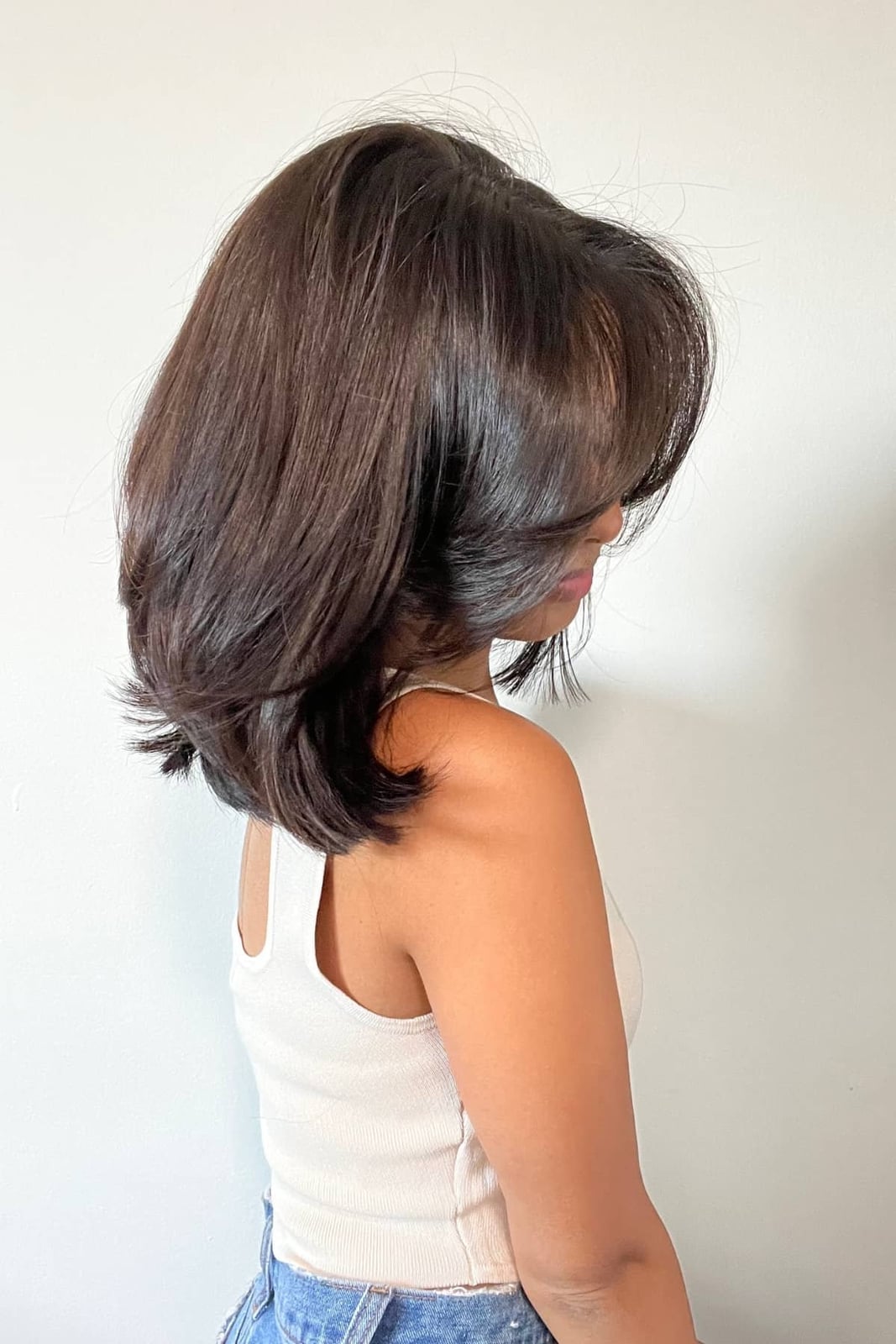 Thick Dark Brown Cut With Voluminous Layers Thick Dark Brown Cut With Voluminous Layers — Shoulder Length Haircuts