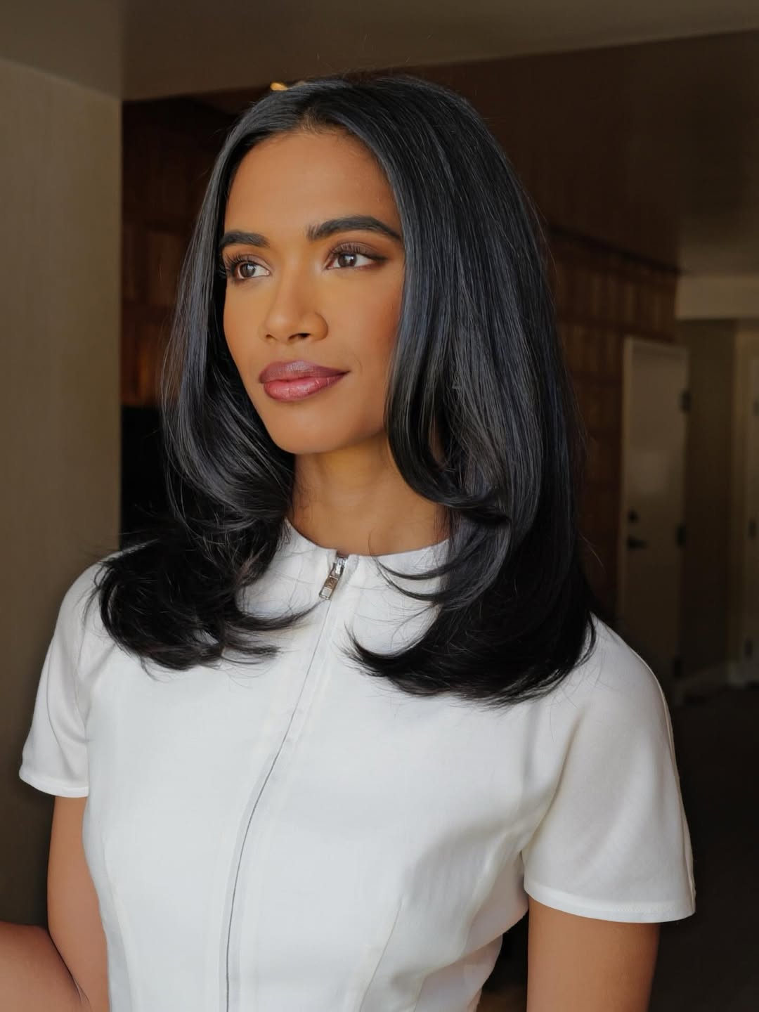 Dark Brown Shoulder Length With Face-Framing Layers Dark Brown Shoulder Length With Face-Framing Layers — Shoulder Length Haircuts