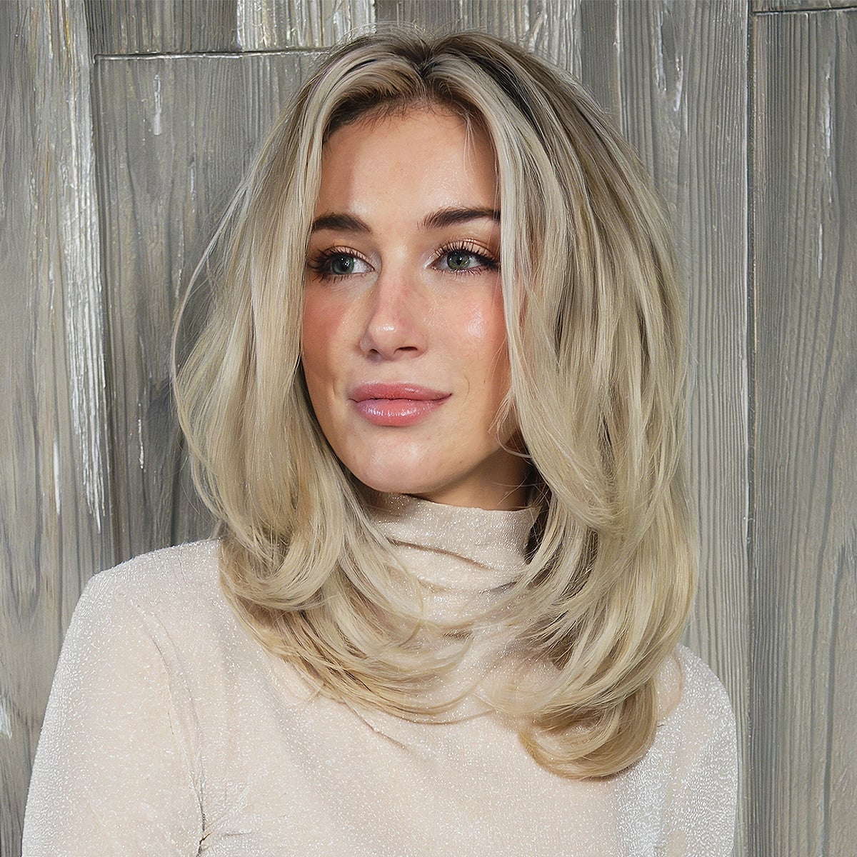 Ash Blonde Layered Lob With Soft Waves Ash Blonde Layered Lob With Soft Waves — Shoulder Length Haircuts