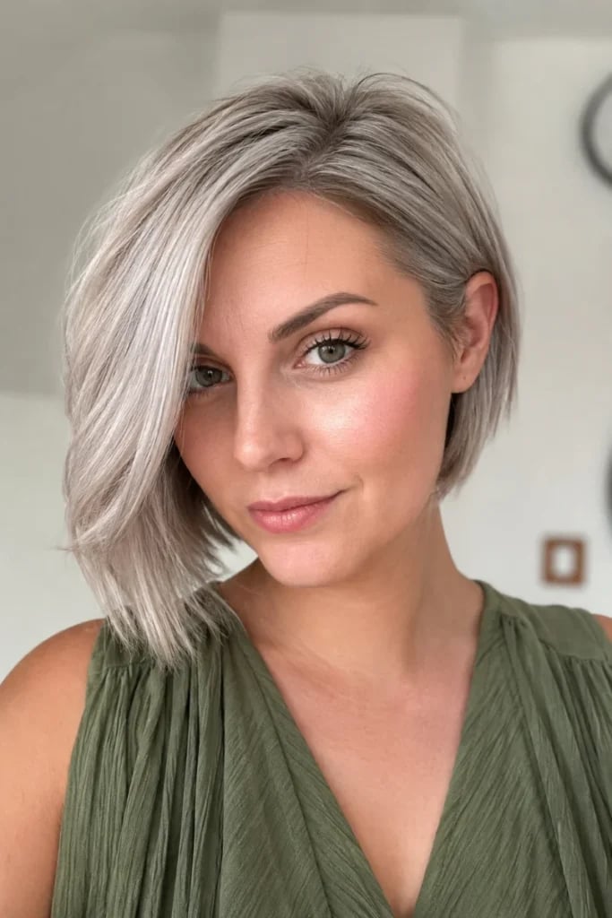Classic Silver Bob Swept Back Classic Silver Bob Swept Back