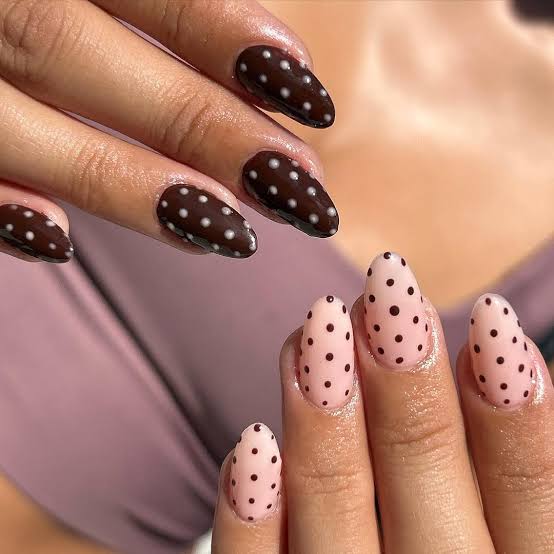 Medium Almond Polka Dot Patterns — Simple Nails