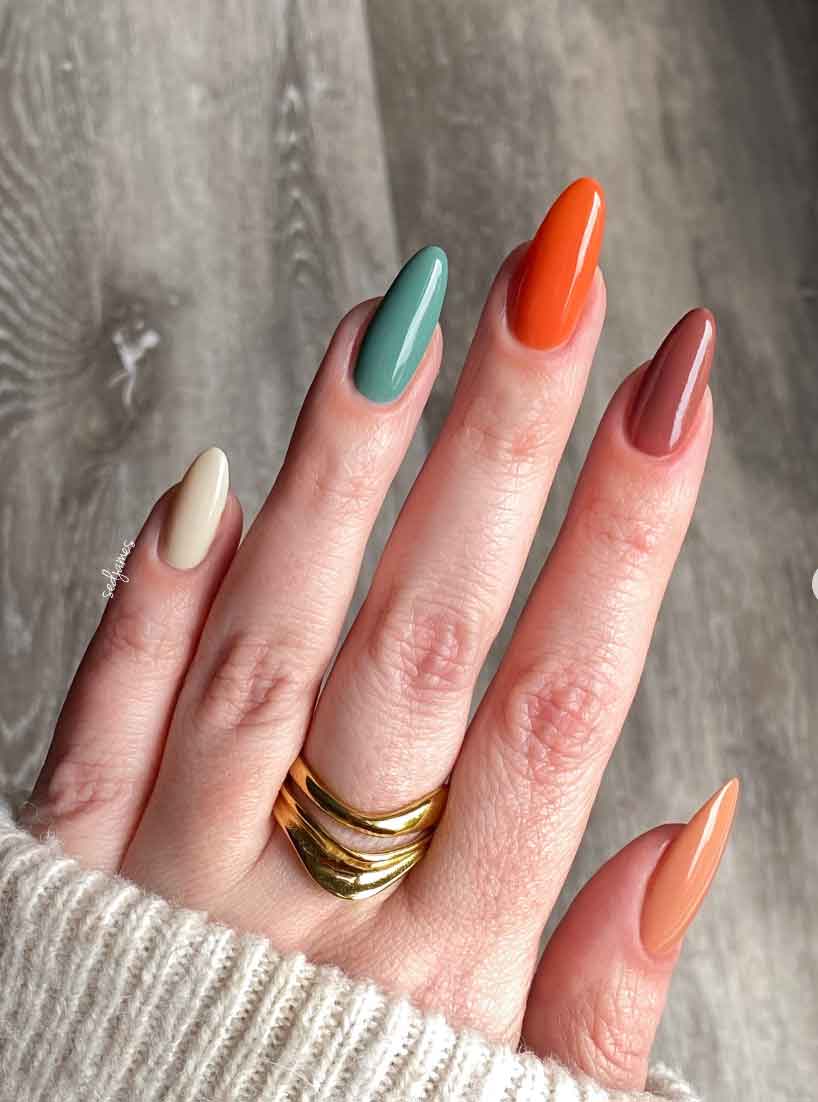 Medium Almond Multi-Color Gradient Nails — Simple Nails
