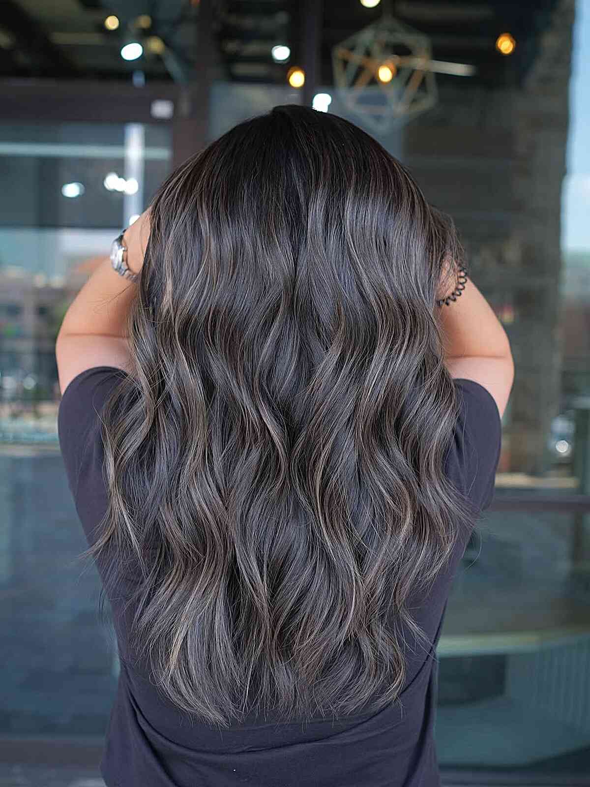 Ash Brown With Ashy Balayage — Soft Black Hair