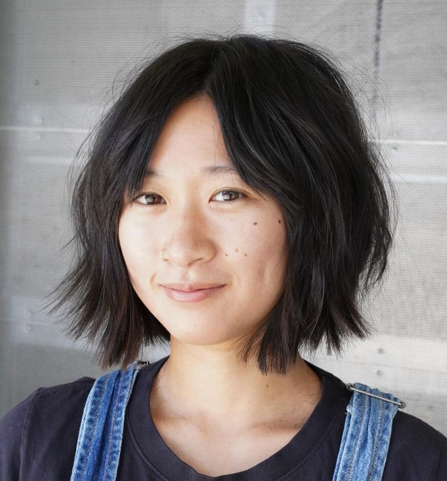 Collarbone Shag Bob With Textured Ends — Soft Box Bob