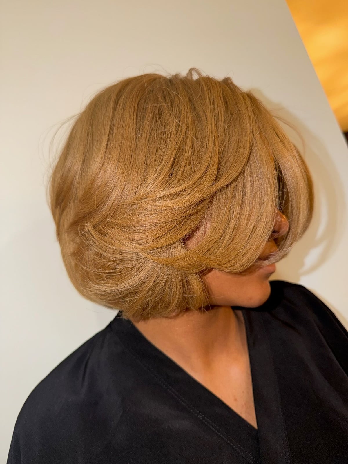 Glossy Black Ear Length Bob — Soft Box Bob