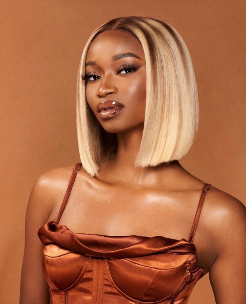 Chin Length Bob With Dark Blonde Highlights — Soft Box Bob