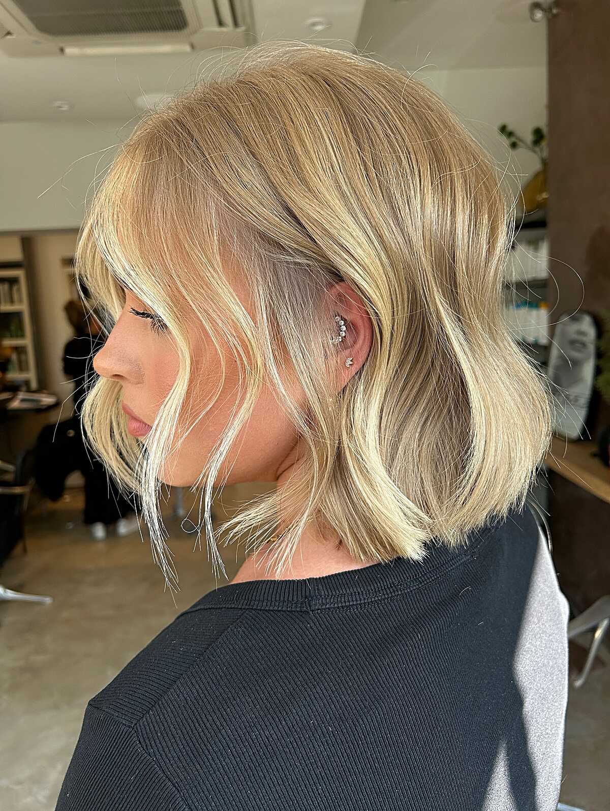Ash Blonde Blunt Bob With Face Framing Pieces — Soft Box Bob