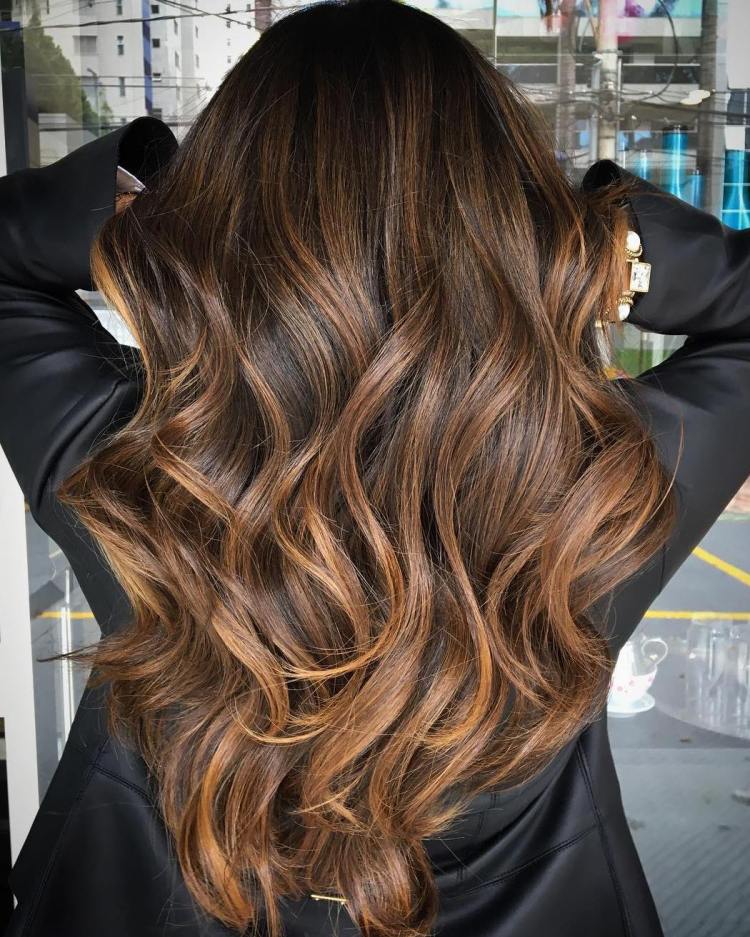 Mid-Back Dark Brown With Caramel Sombre, Office-Safe Version Mid-Back Dark Brown With Caramel Sombre, Office-Safe Version — Sombre Hair