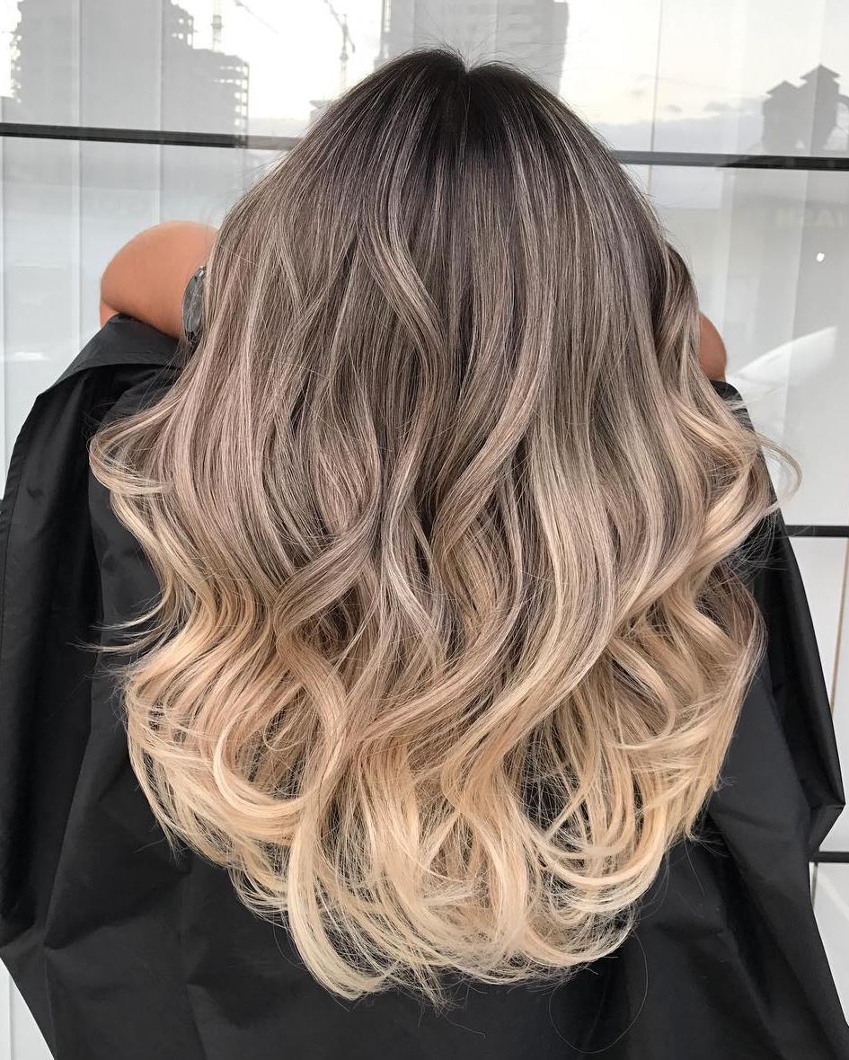 Mid-Back Dark Brown With Ash Blonde Transition, Long Layers Mid-Back Dark Brown With Ash Blonde Transition, Long Layers — Sombre Hair