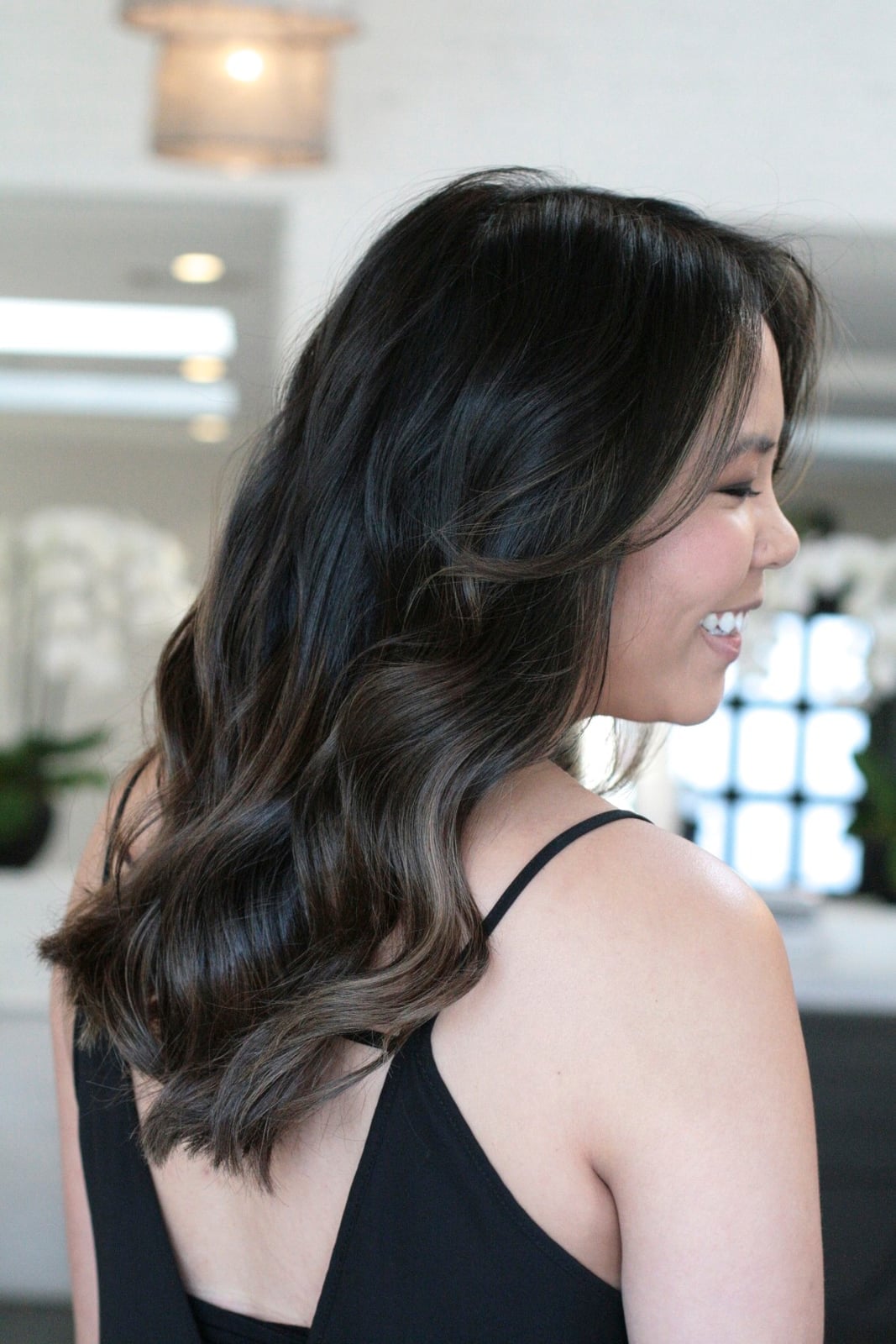 Collarbone Dark Brown With Lighter Brown Sombre, Curtain Bangs Collarbone Dark Brown With Lighter Brown Sombre, Curtain Bangs — Sombre Hair