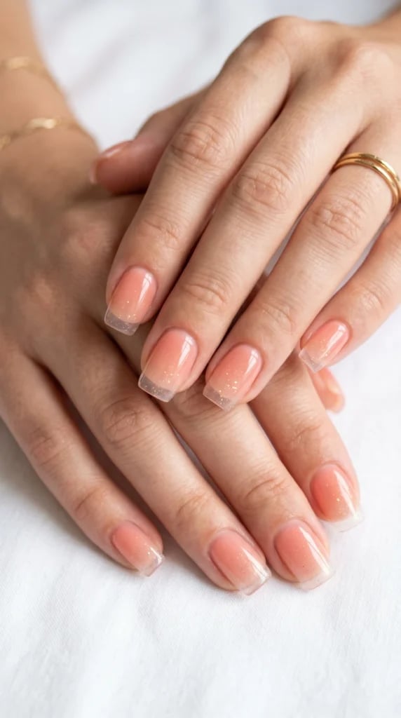 Short Square Jelly Peach Gradient Nails Short Square Jelly Peach Gradient Nails — Square Nails