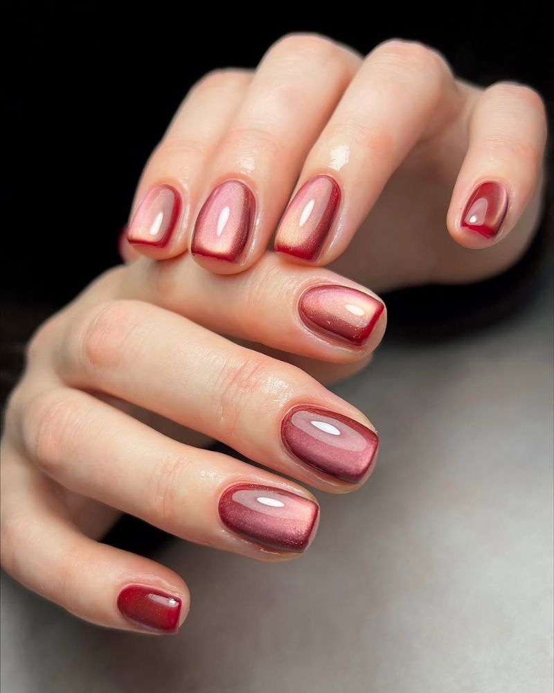 Short Square Rose Gold Cat-Eye Nails Short Square Rose Gold Cat-Eye Nails — Square Nails
