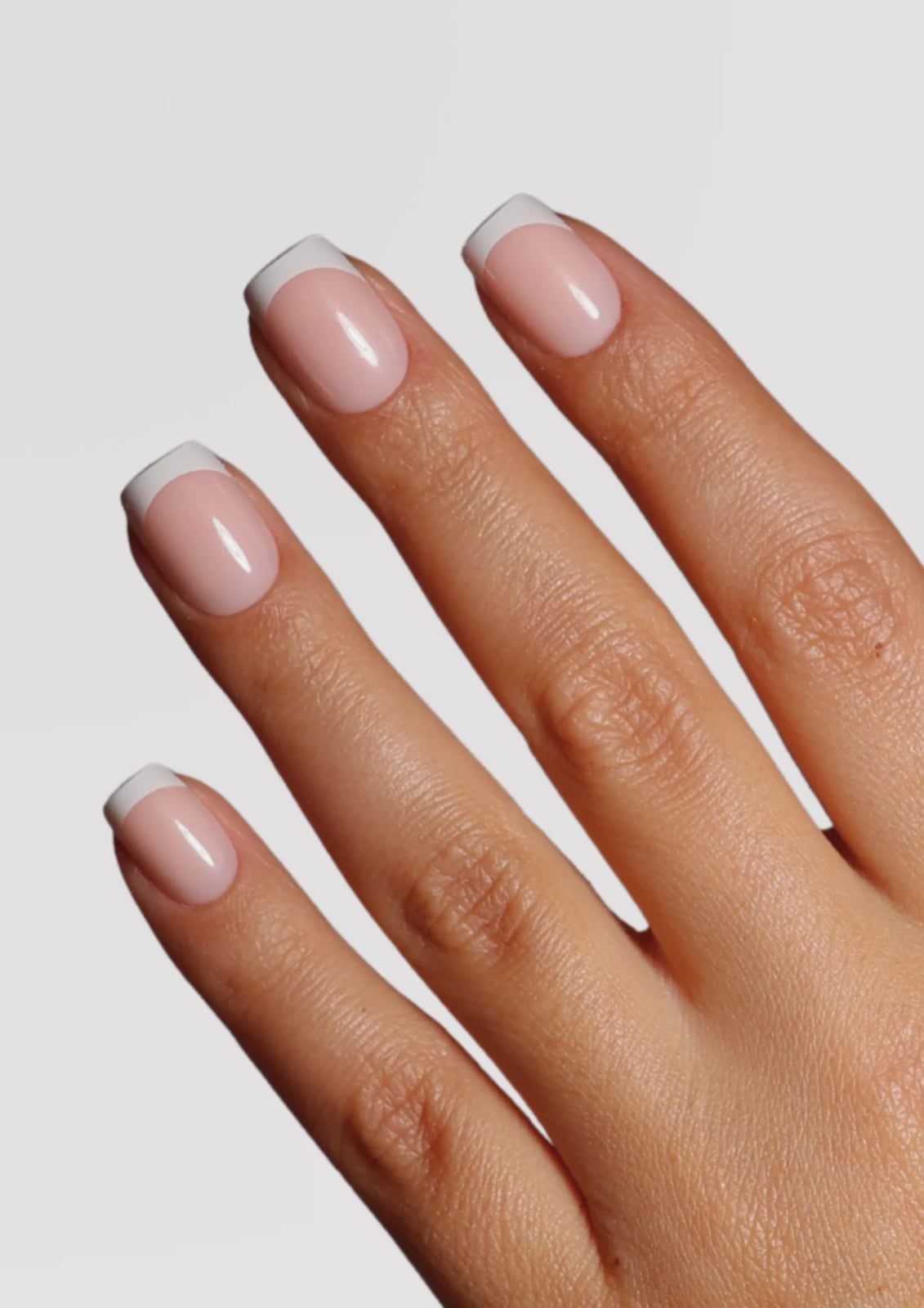 Nude Pink Square Nails With White French Tips Nude Pink Square Nails With White French Tips