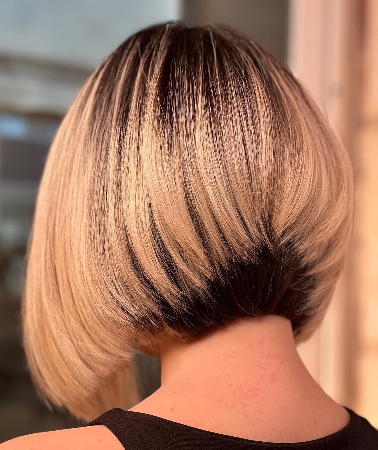 Light Blonde Stacked Bob Neck Length