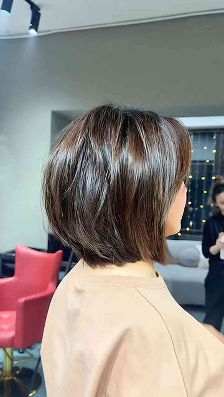 Medium Brown Stacked Bob With Layered Texture