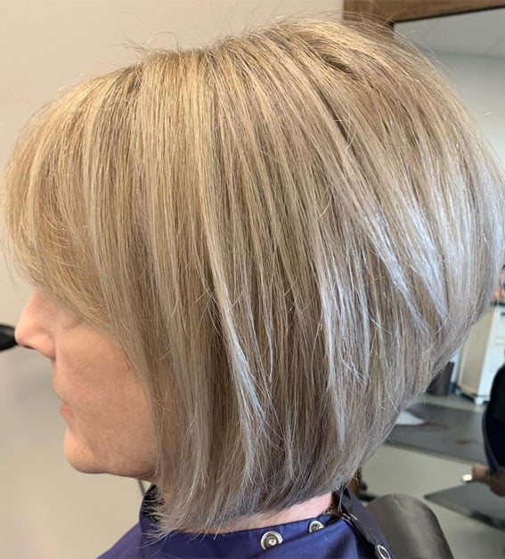 Ash Blonde Stacked Bob With Fine Texture