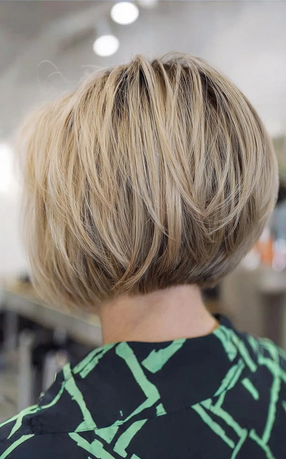Blonde Stacked Bob With Choppy Texture