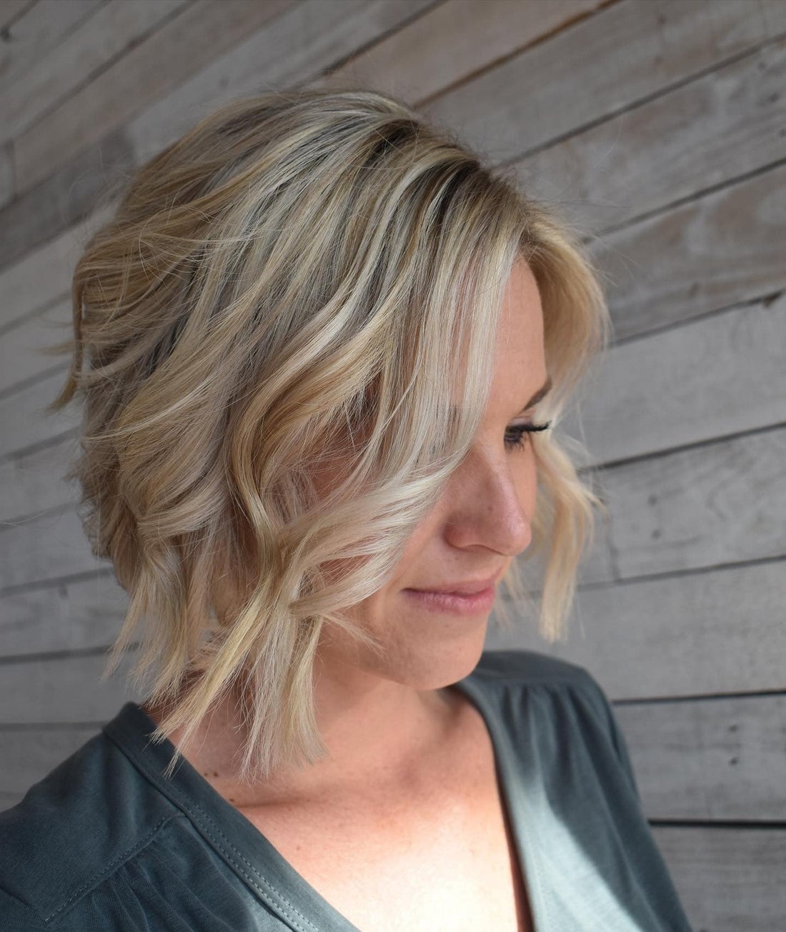 Blonde Stacked Bob With Choppy Layers