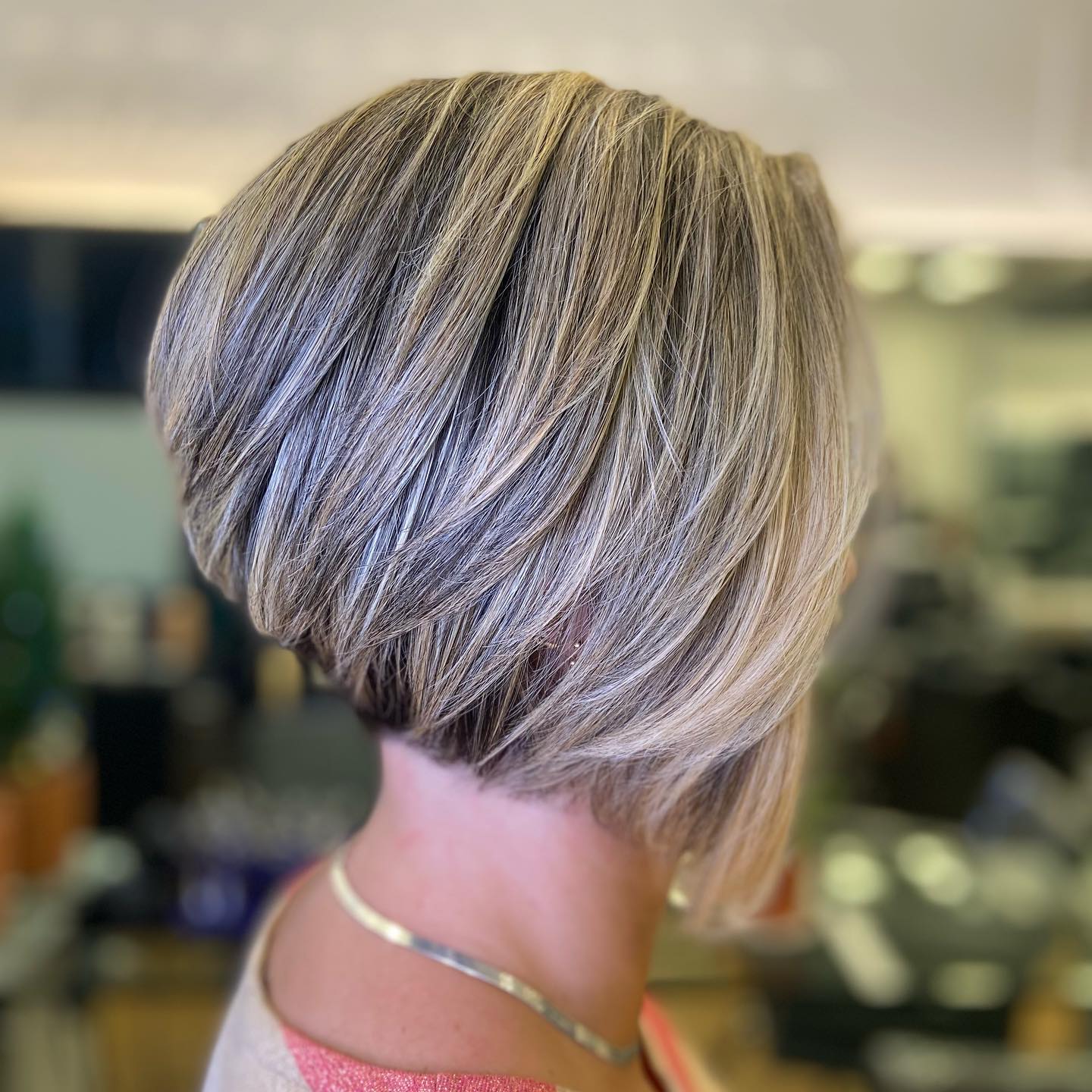 Blonde Stacked Bob With Crown Volume