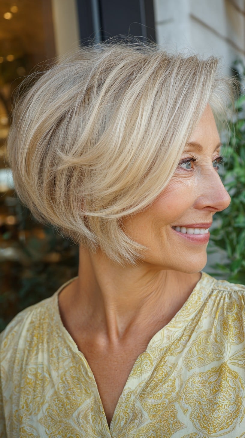 Ash Blonde Stacked Bob With Inverted Shape