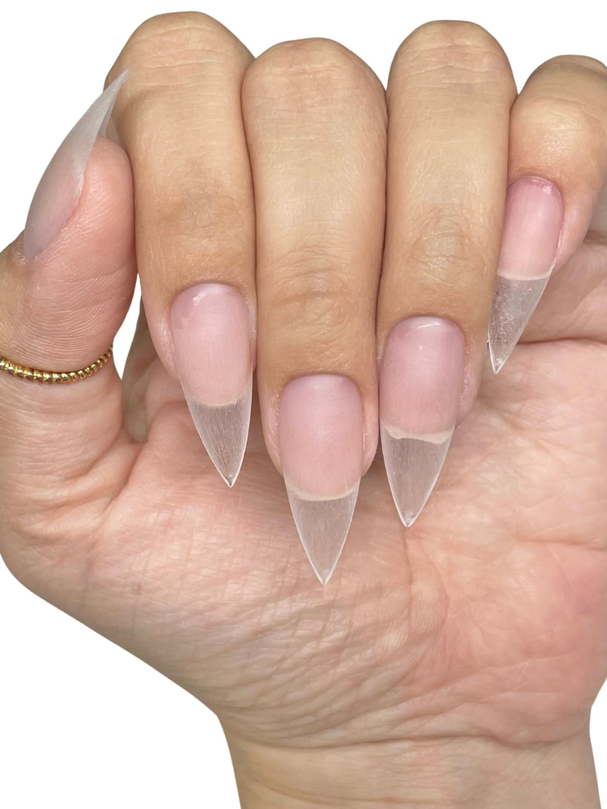 Nude Base Clear Tip Medium Stiletto Nails
