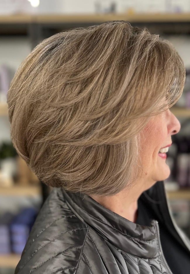 Ash Blonde Layered Bob With Volume Ash Blonde Layered Bob With Volume — Textured Bob