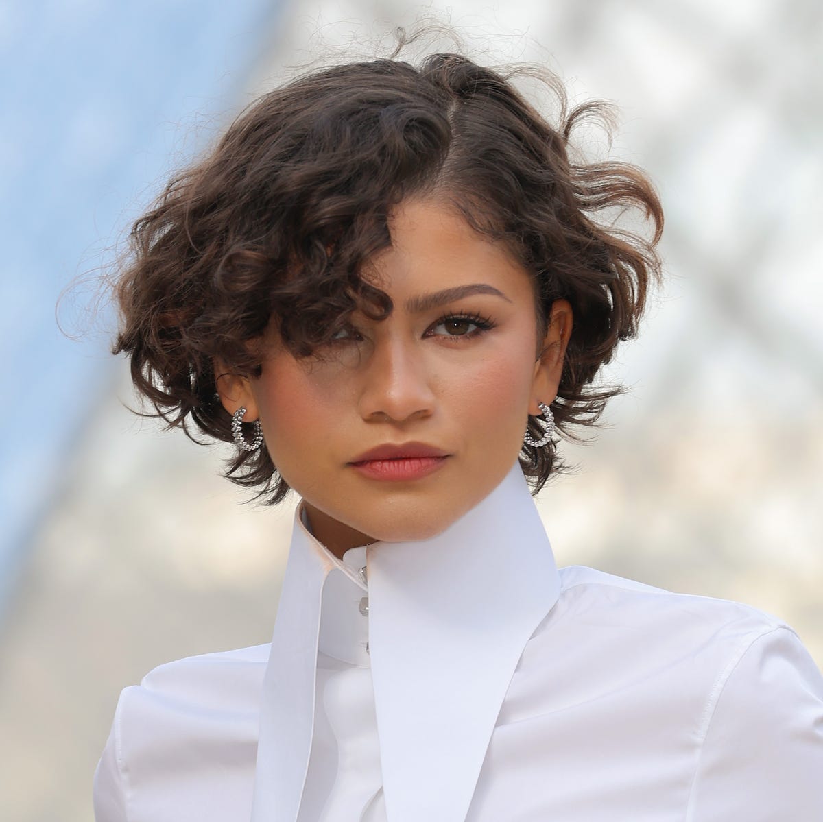 Chin Length Dark Brown Curly Bob Chin Length Dark Brown Curly Bob — Textured Bob