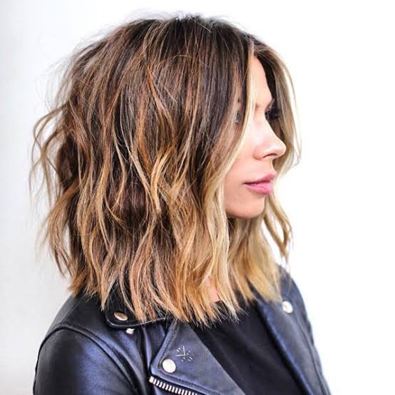 Collarbone Shag Lob With Blonde Balayage — Trendy Haircuts
