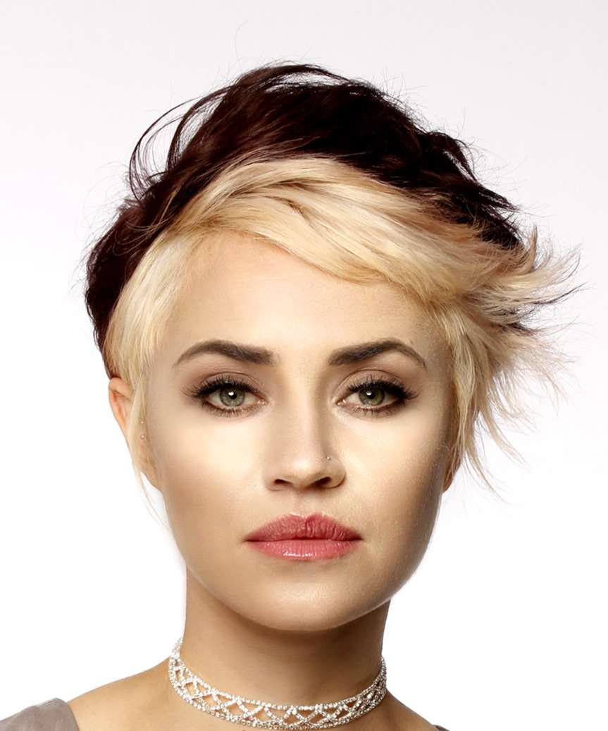 Ear Length Short Layered Dark Brown And Blonde Ear Length Short Layered Dark Brown And Blonde — Two Tone Hair