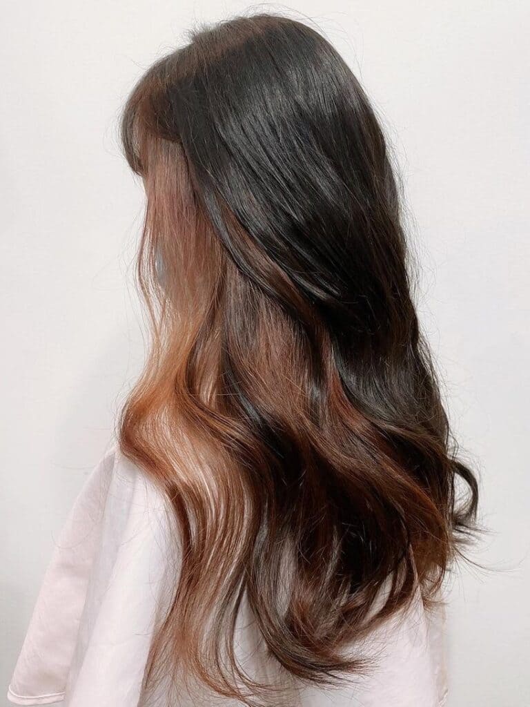 Mid-Back Layers Dark Brown Reddish-Brown Two-Tone Mid-Back Layers Dark Brown Reddish-Brown Two-Tone — Two Tone Hair