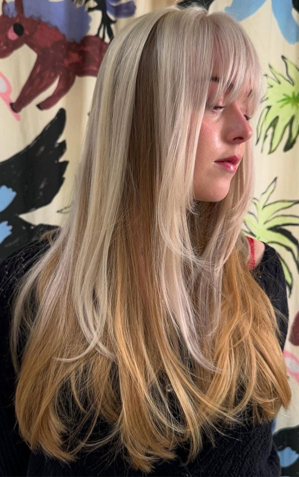 Mid-Back Layers Blonde And Brown Two-Tone Mid-Back Layers Blonde And Brown Two-Tone — Two Tone Hair