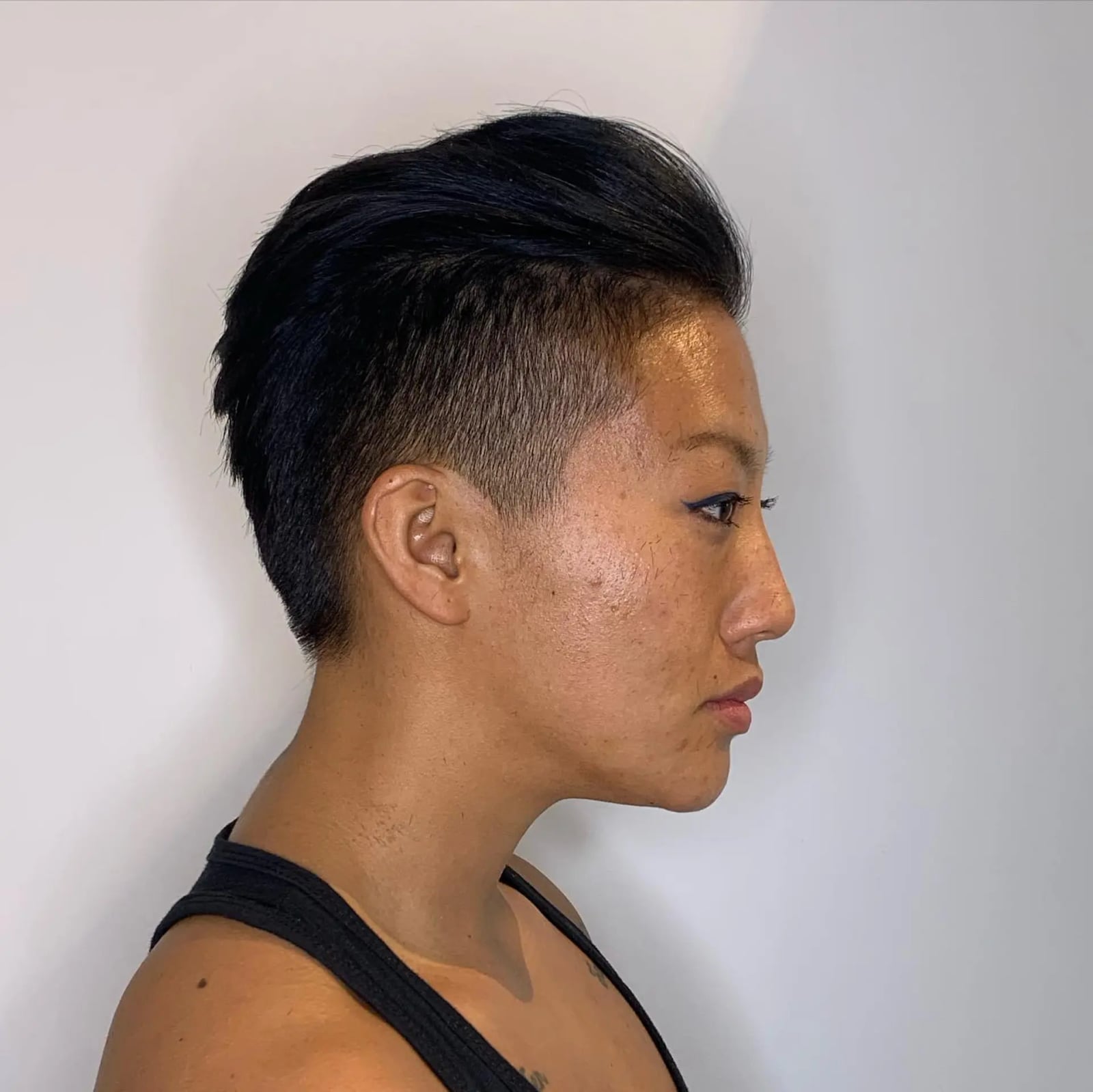 Sleek Black Pixie With Sharp Undercut — Undercut Pixie