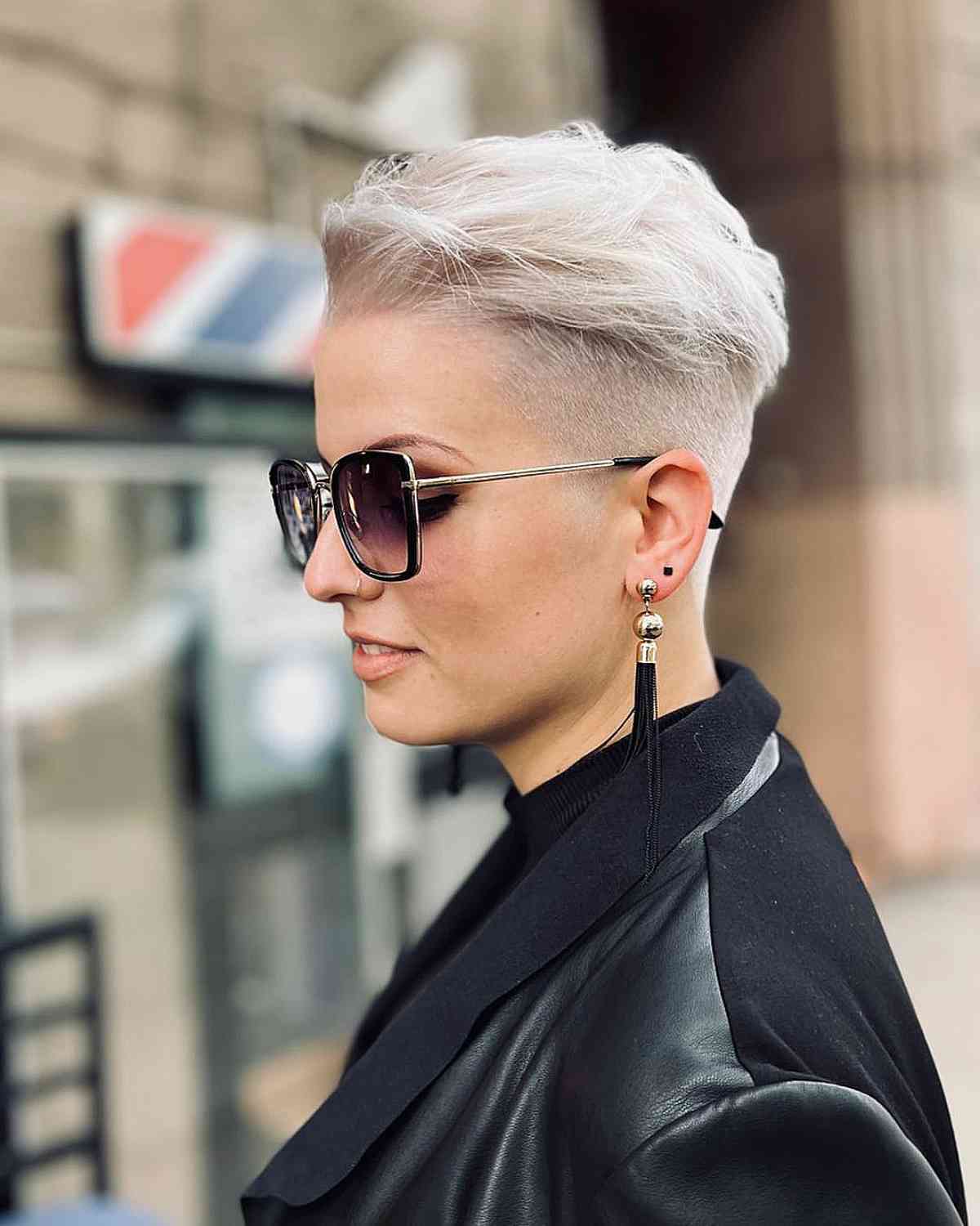Platinum Blonde Pixie With Clean Undercut — Undercut Pixie