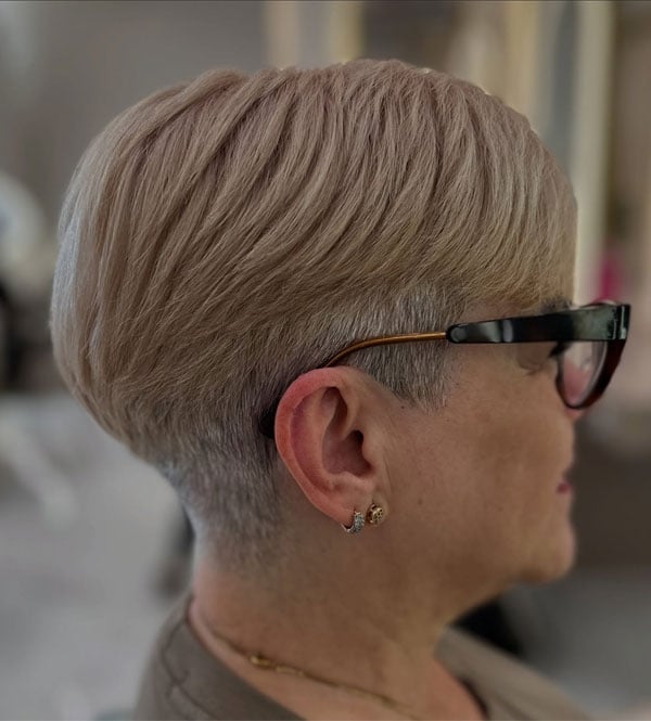 Sleek Ash Blonde Pixie With Tapered Undercut, Ear — Undercut Pixie