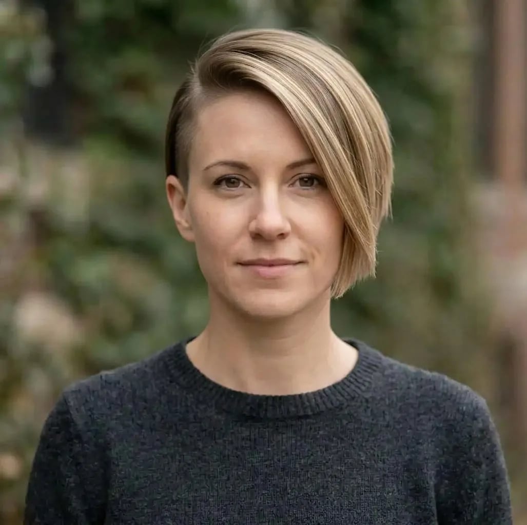 Blonde Pixie With Sharp Undercut Front View — Undercut Pixie