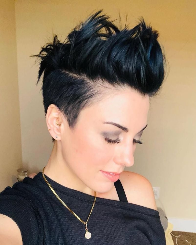 Medium Brown Pixie With Piecey Bangs — Undercut Pixie