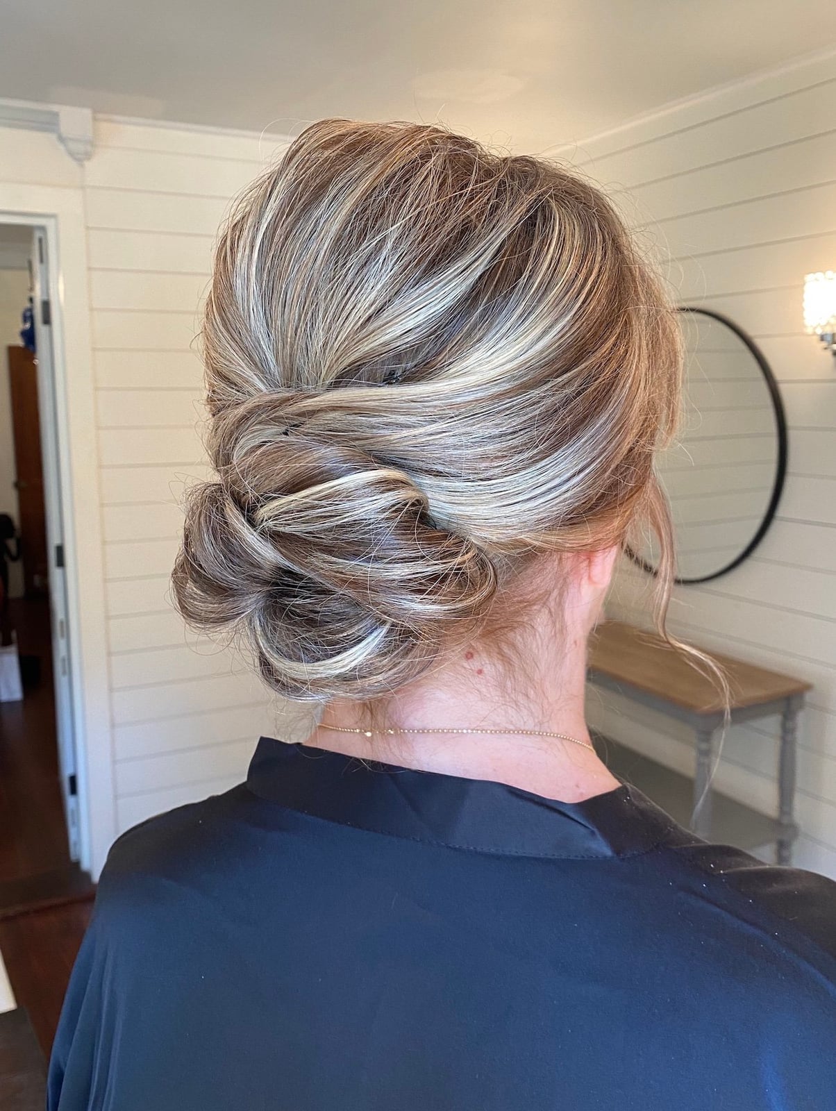 Blonde Chignon With Middle Parting — Updos for Short Hair
